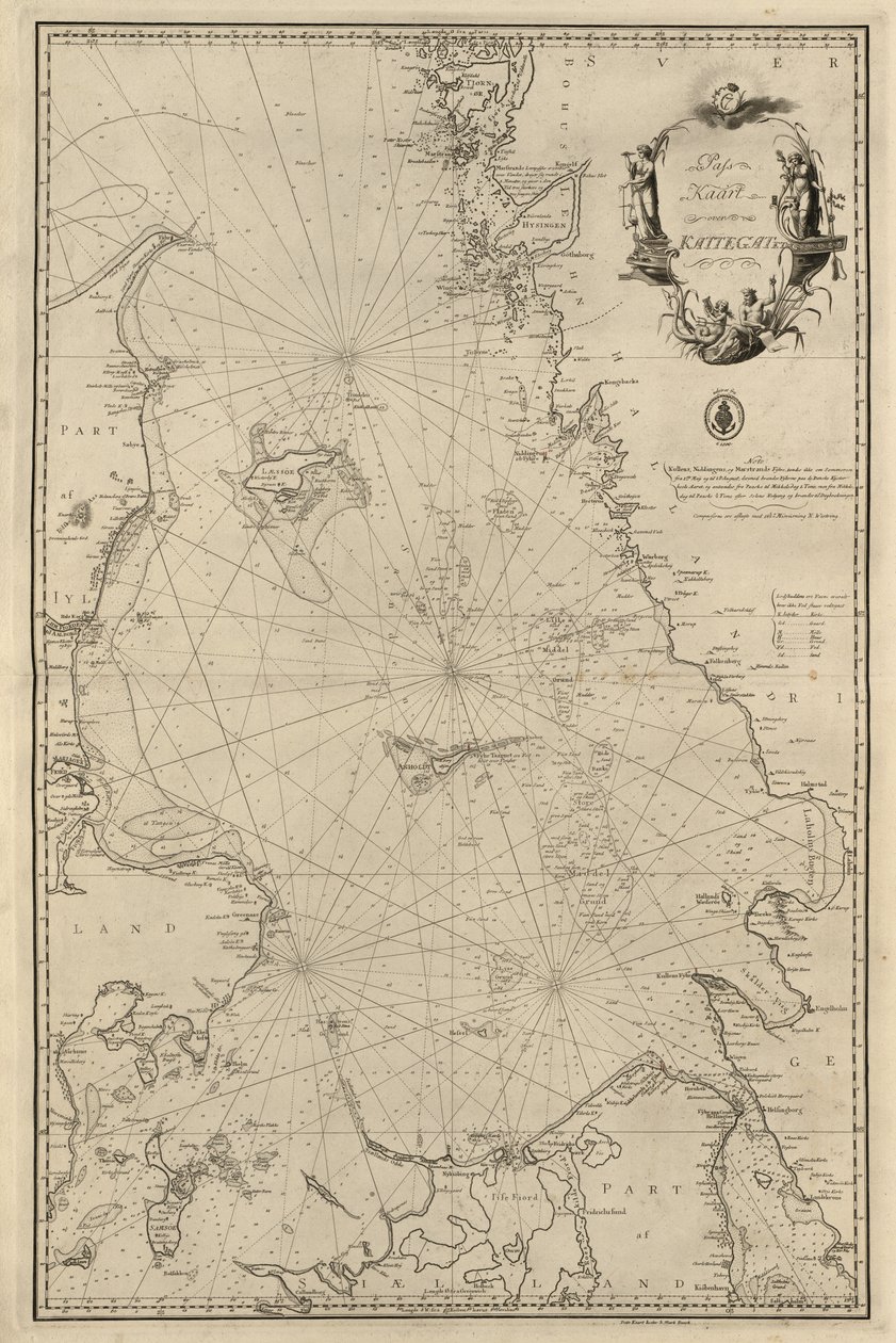 Mapa da coleção de mapas da Biblioteca Nacional. O mapa mostra o Kattegat de Unknown