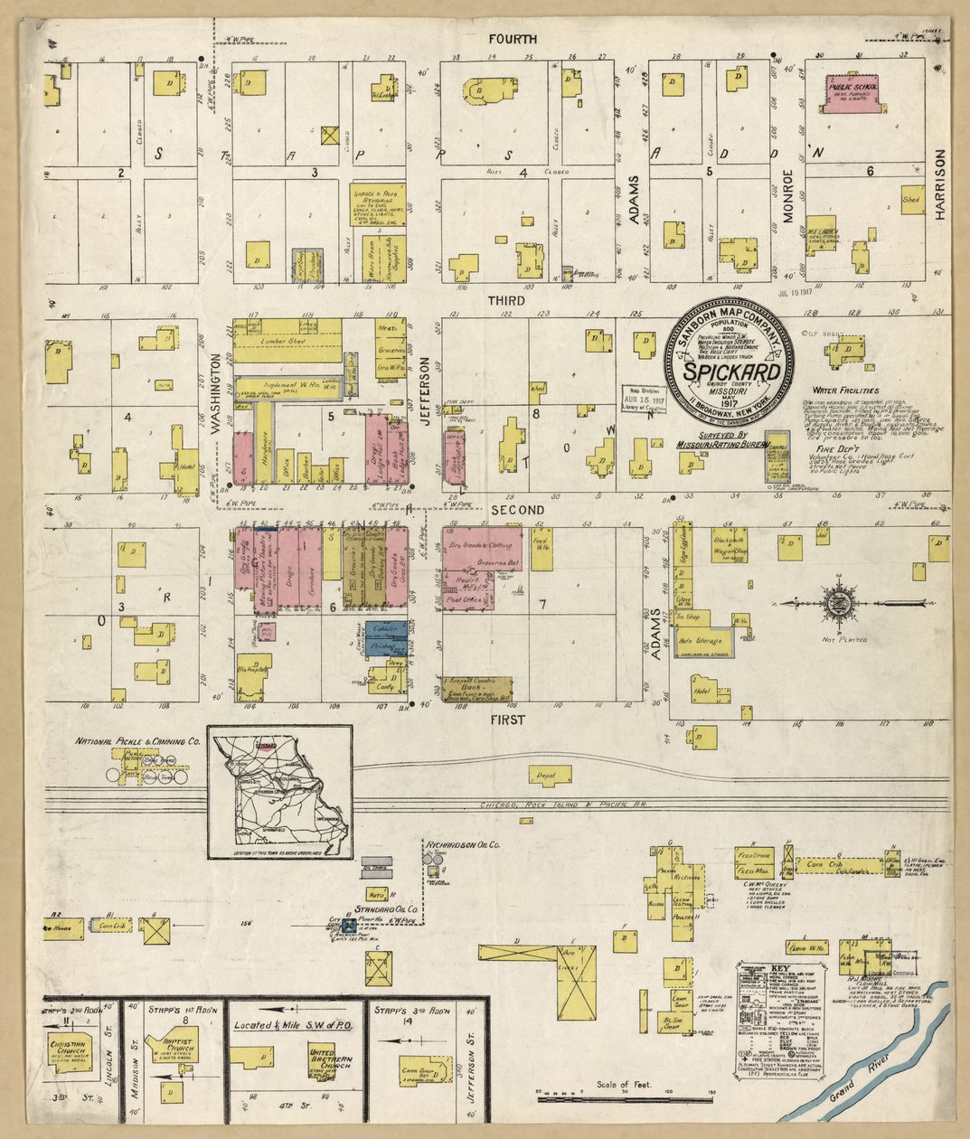 Mapa do Seguro de Incêndio Sanborn de Spickard, Grundy County, Missouri de Unknown