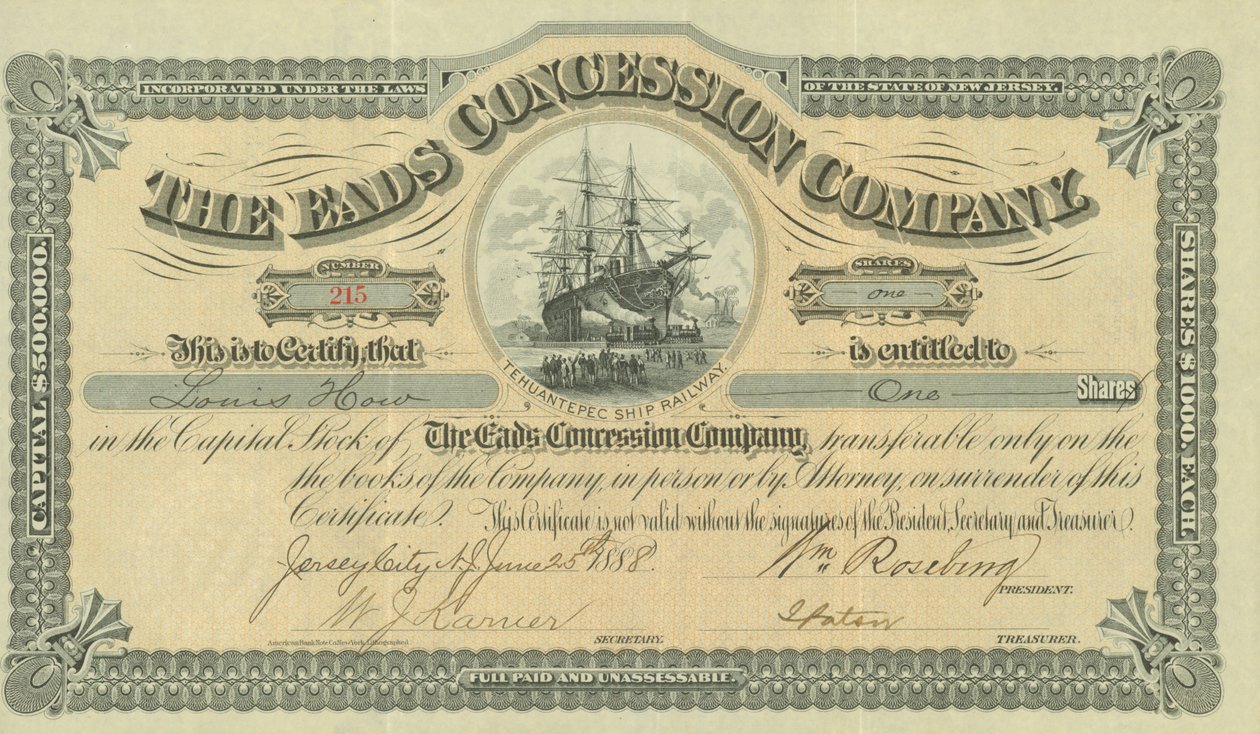 Quota única de ações emitida para Louis How de Unknown