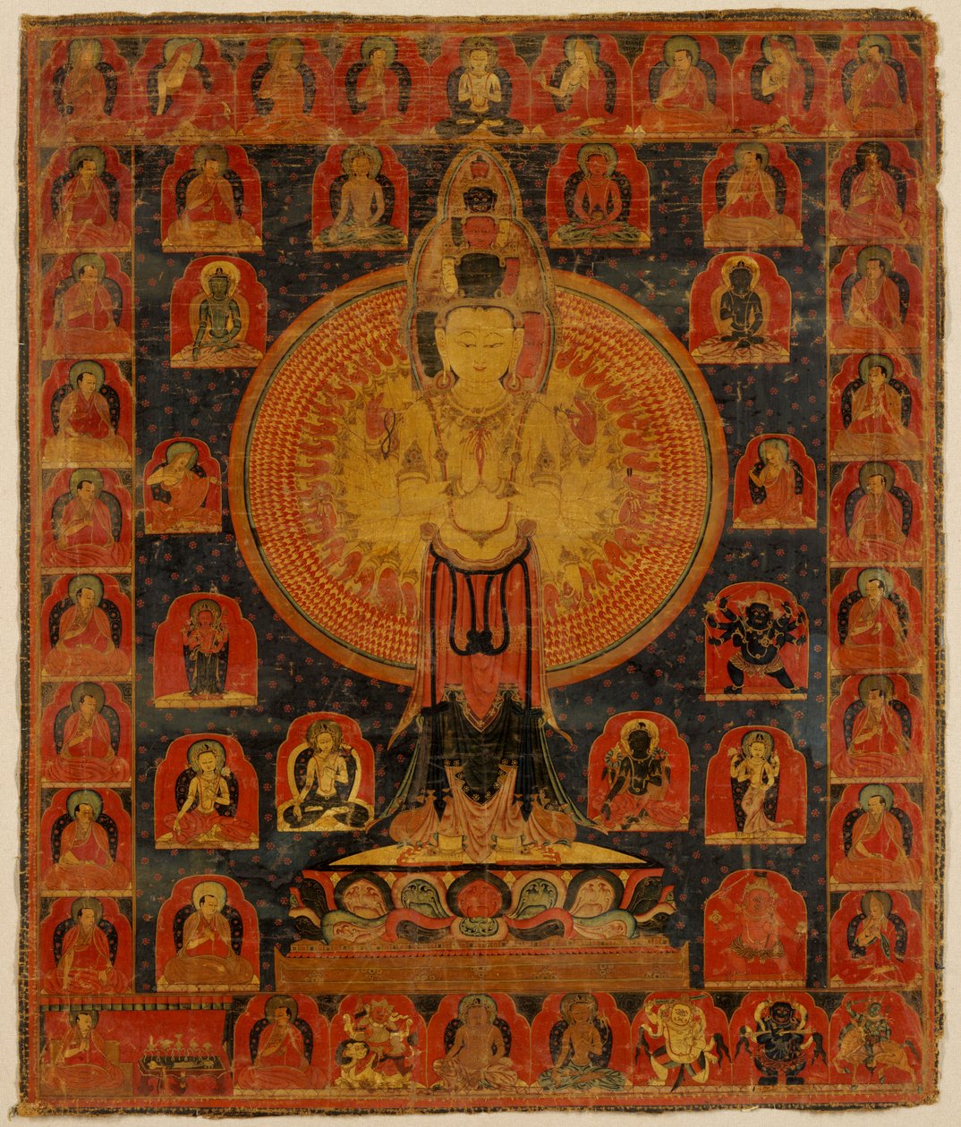 Chenresi de mil braços, uma forma cósmica do Bodhisattva Avalokiteshvara. Tibete. de Unknown