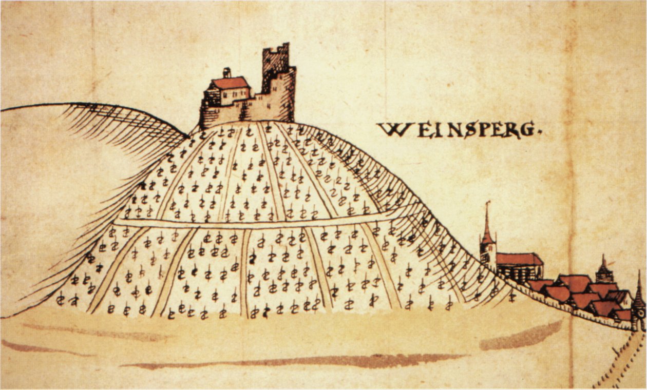 Weinsberg em 1597. Parte de um mapa do território de Heilbronn de Unknown