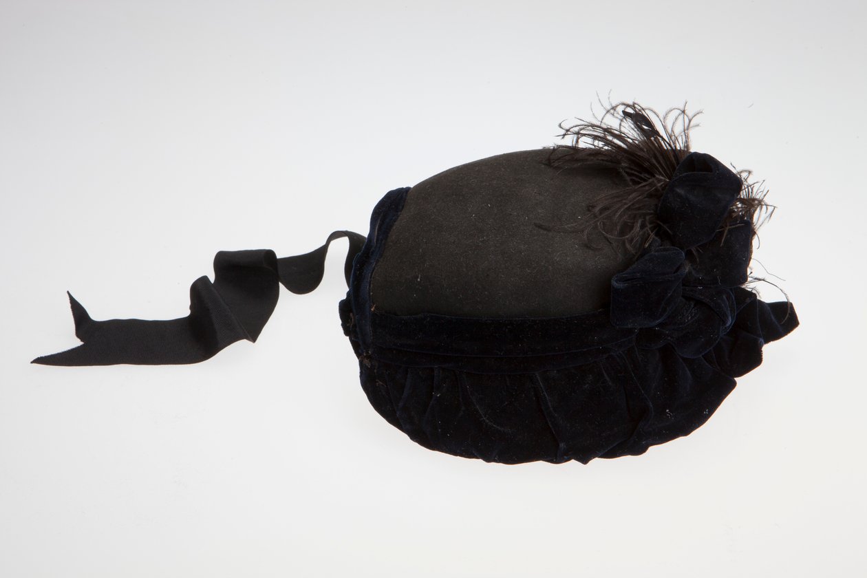 Gorro preto e da marinha da mulher com penas de Unknown