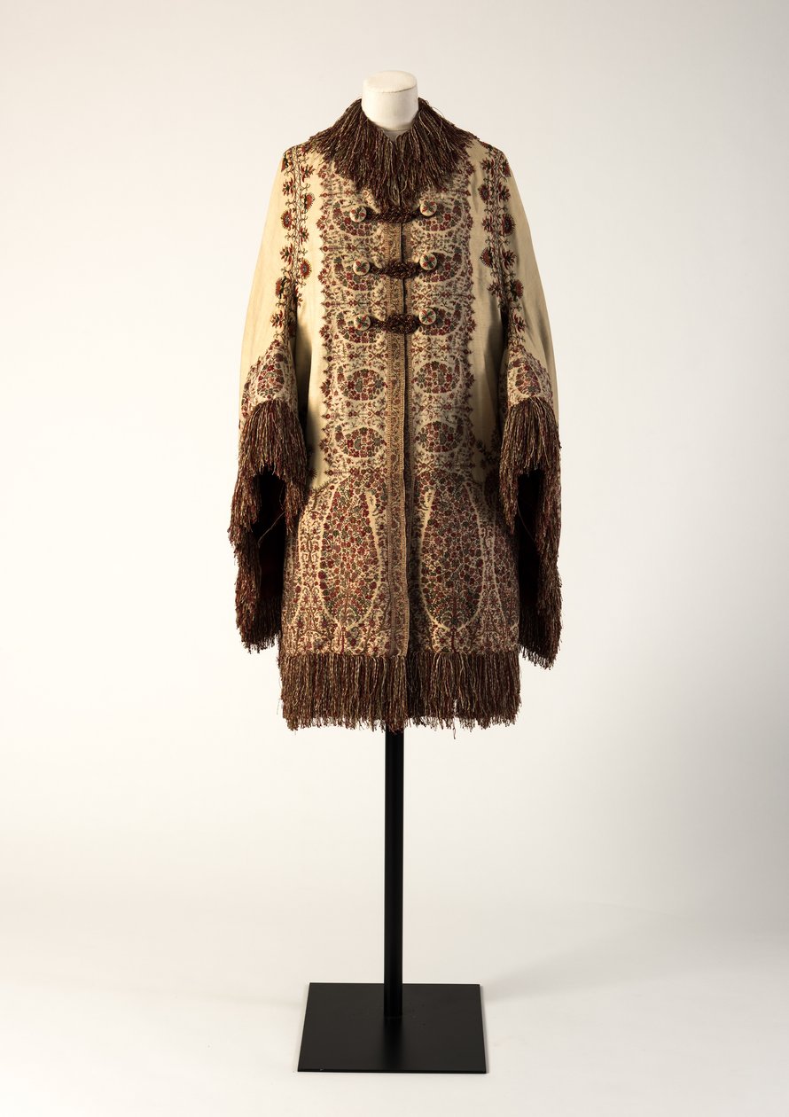Manto de lã creme feito de xaile de Caxemira tecido, 1870 (lã) de Unbekannt Unbekannt