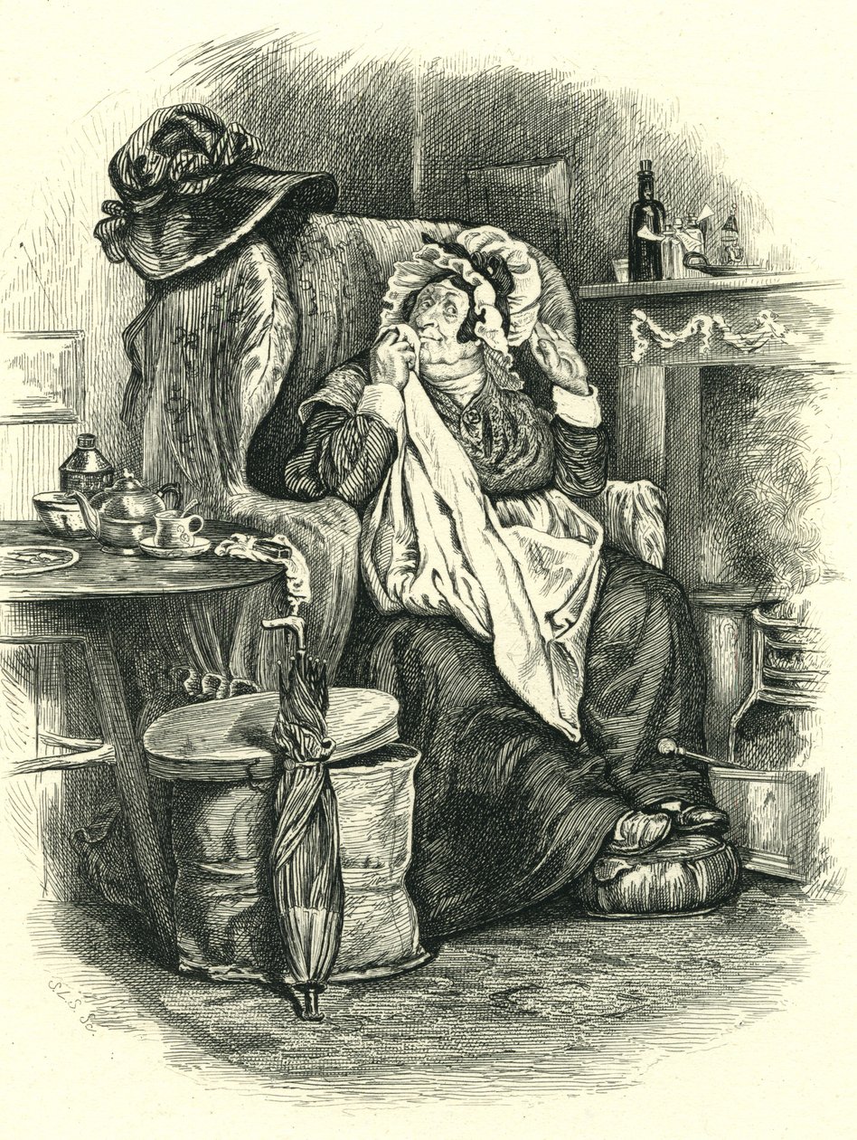 Martin Chuzzlewit: Sra. Gamp, gravado por Stephen Alonzo Schoff (1818-1904) de Unbekannt Unbekannt