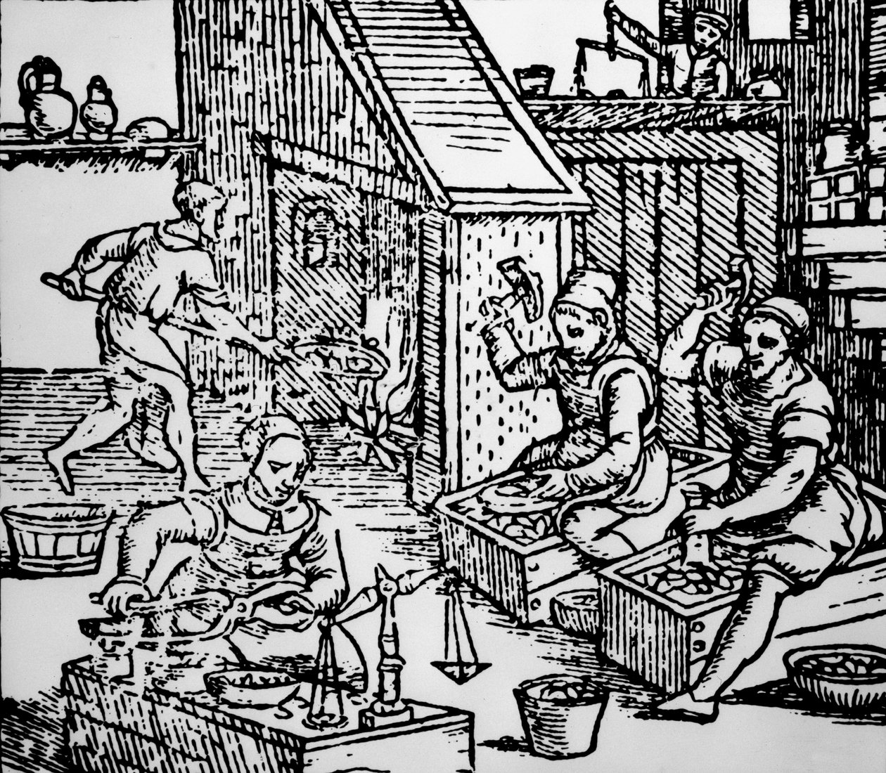 Moedas de cunhagem com ferramentas de mão, c.1550 de Unbekannt Unbekannt