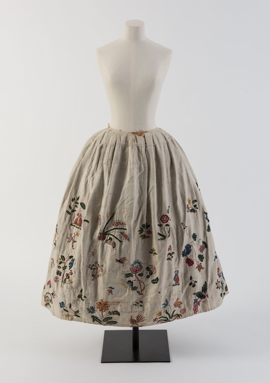 Petticoat bordado de lã multi-colorido, 1690s (lã) de Unbekannt Unbekannt