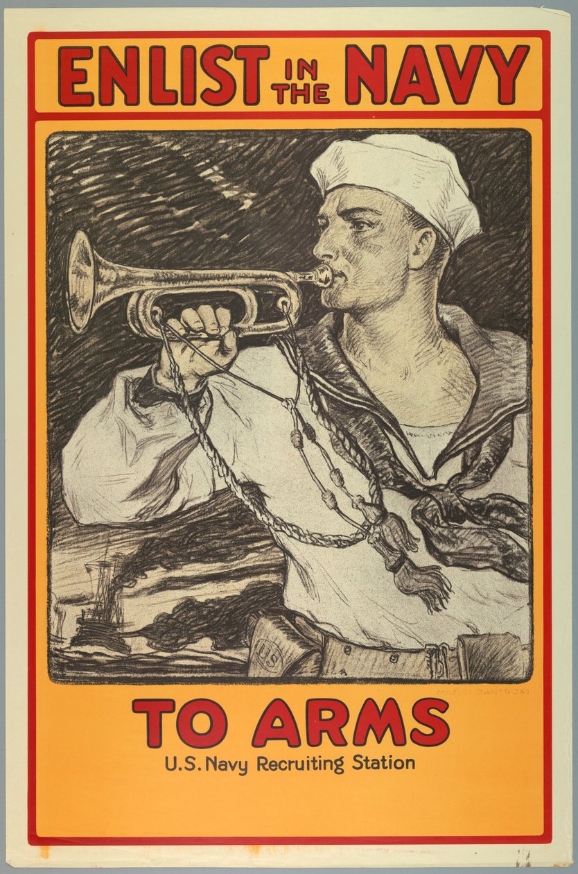 Cartaz, recruta na marinha, 1917 de Unknown