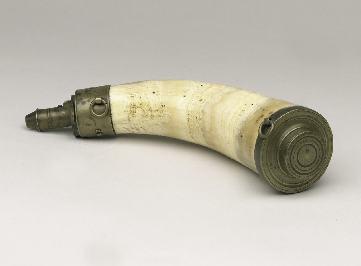 Chifre de pó que teria sido transportado em Waterloo, 1815 (chifre com bocal de latão e bocal) de Unbekannt Unbekannt