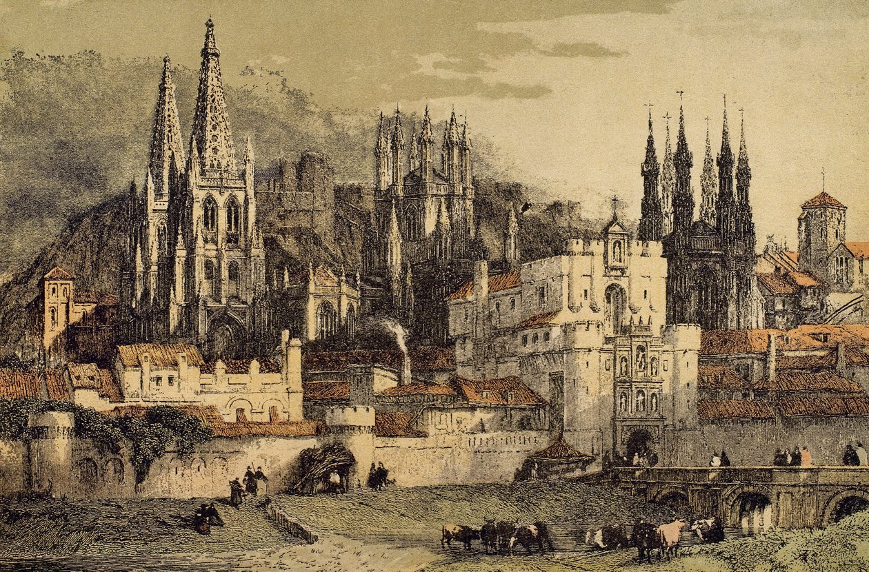 Vista da cidade de Burgos (Castela, Espanha), com suas paredes de Unbekannt Unbekannt