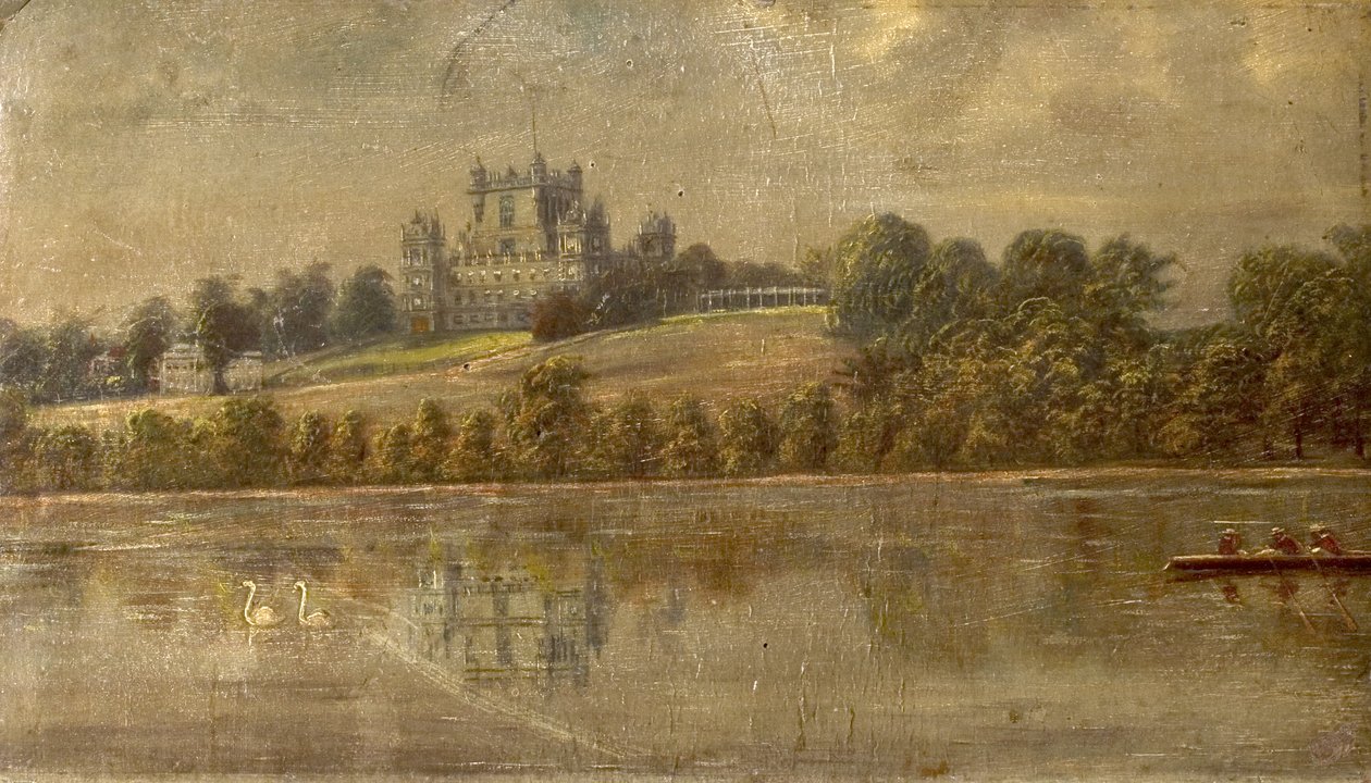 Wollaton Hall, Nottingham, do lago, cerca de 1890 de Unknown