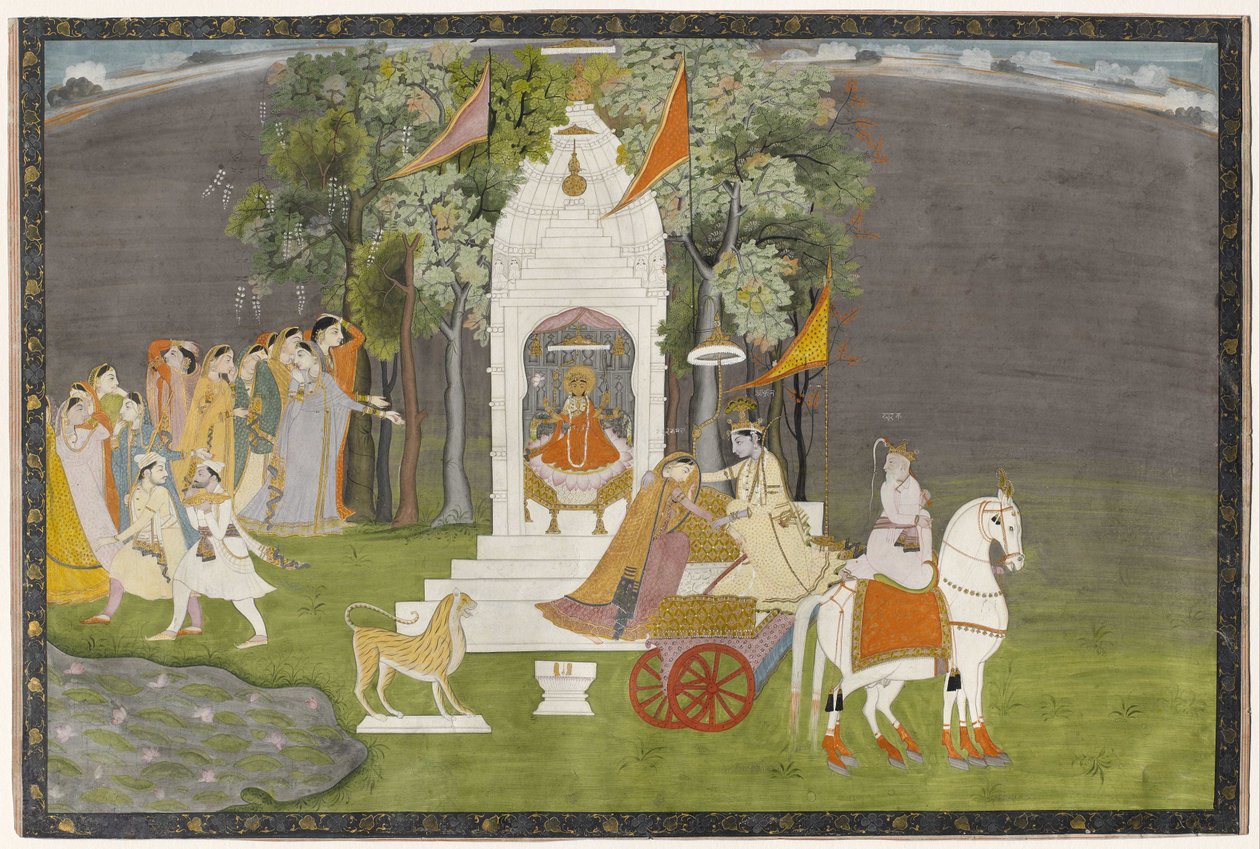 Krishna Abduting Rukmani do templo de Indian School
