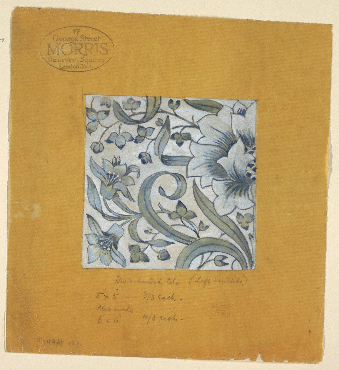 Desenho, Design após William Morris, um Azulejo, depois de 1917 de Unknown