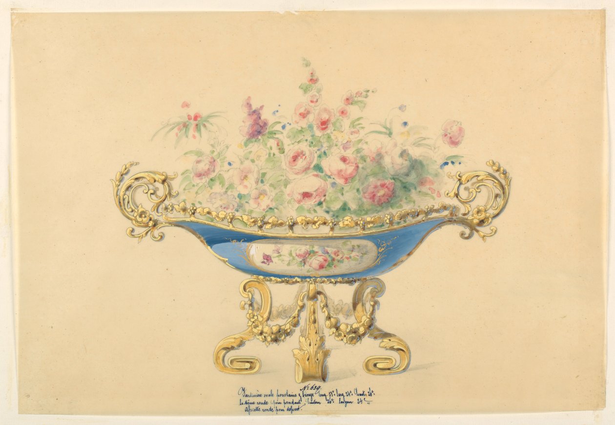 Desenho, desenho para uma jardineira, ca. 1855 de Unknown