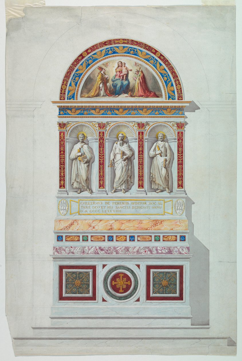 Desenho, elevação de um altar, 1894 de Unknown