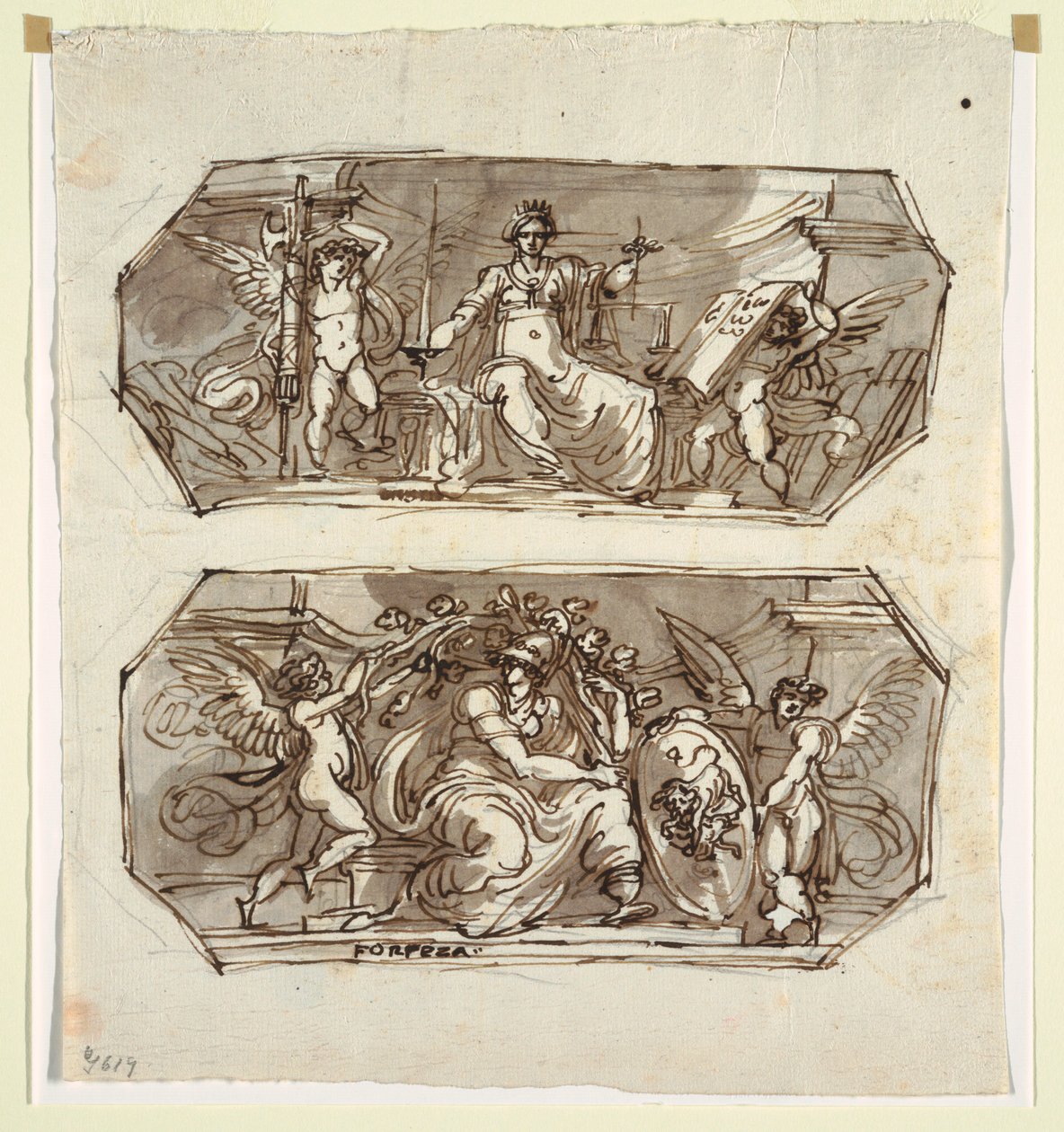 Desenho, Justiça e Força, em dois octógonos, 1812 de Unknown