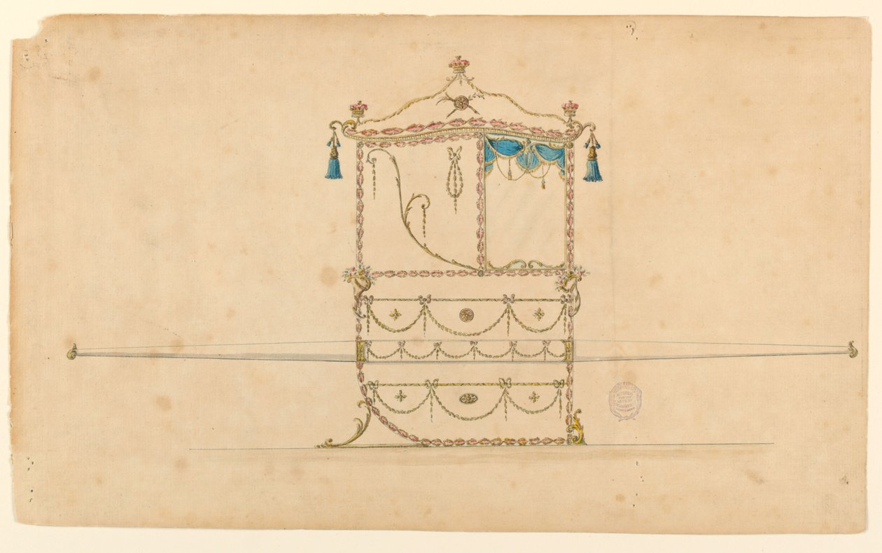 Desenho, projeto para uma cadeira de sedan, 1770-75 de Unknown