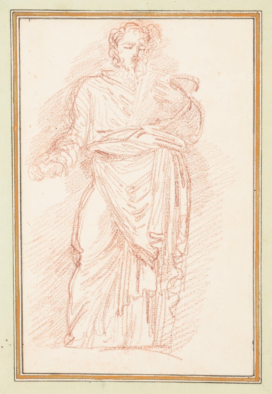 Desenho, Robed figura com gravata em volta da cintura, ca. 1759-70 de Unknown