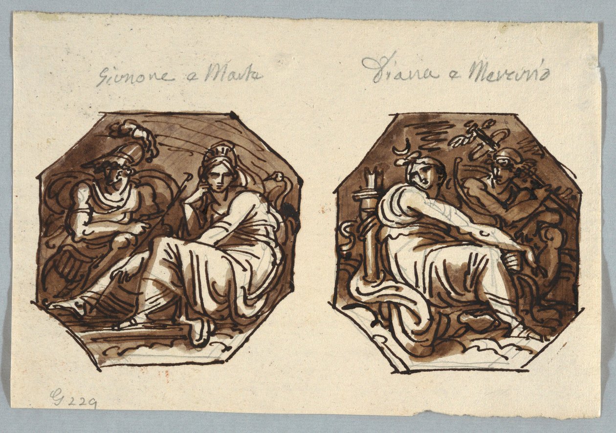 Marte e Juno; Mercúrio e Diana inseridos na composição diagonal de Unknown