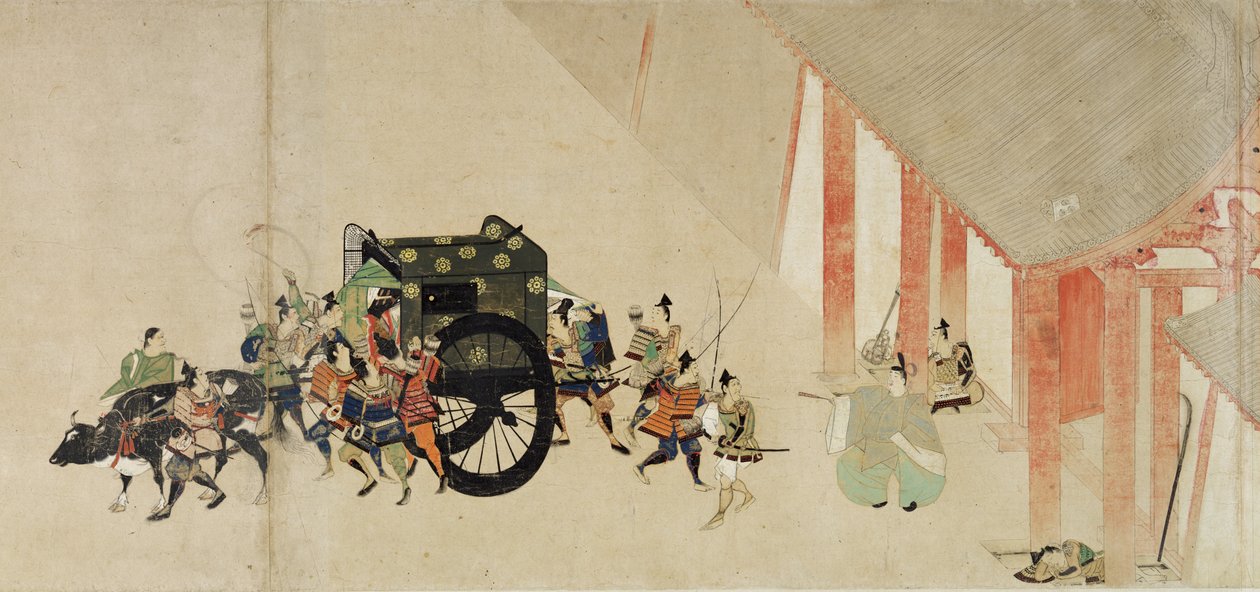 Emperor_Nijo escapando do palácio imperial para a mansão Rokuhara de Unknown