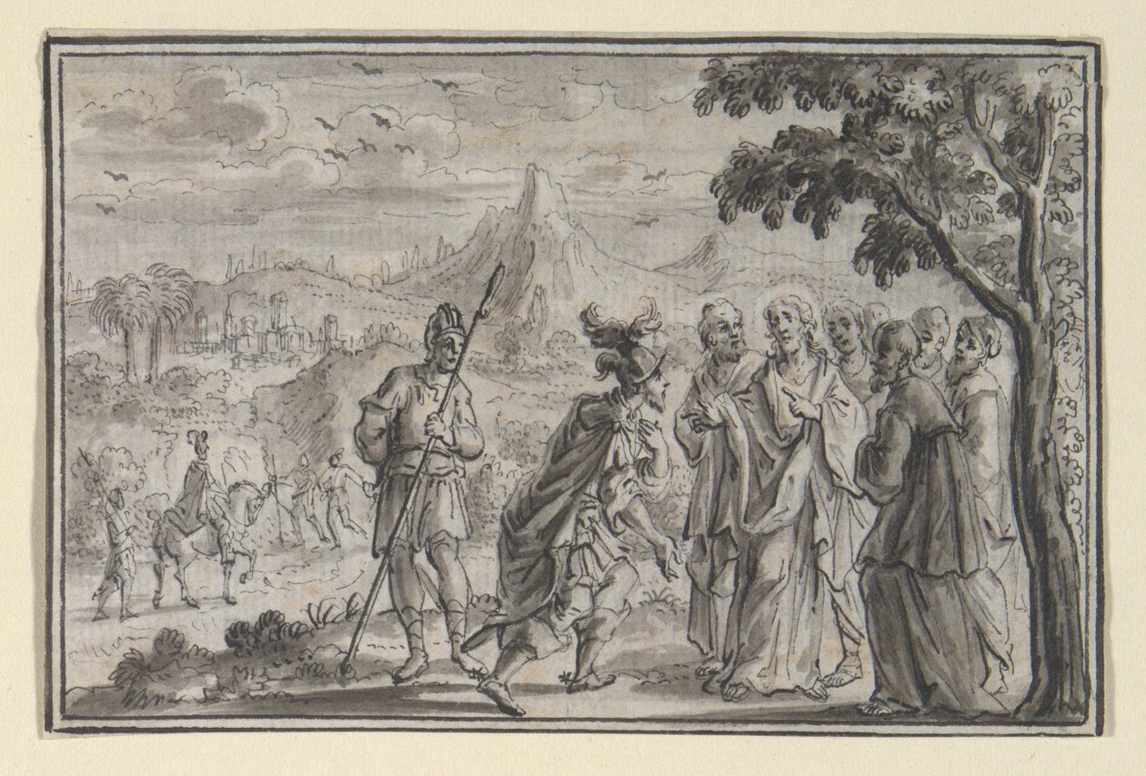 Centurião suplicando a Cristo (?) (Lucas 7, Mt 8), uma das quatro cenas da Vida de Cristo de Unknown
