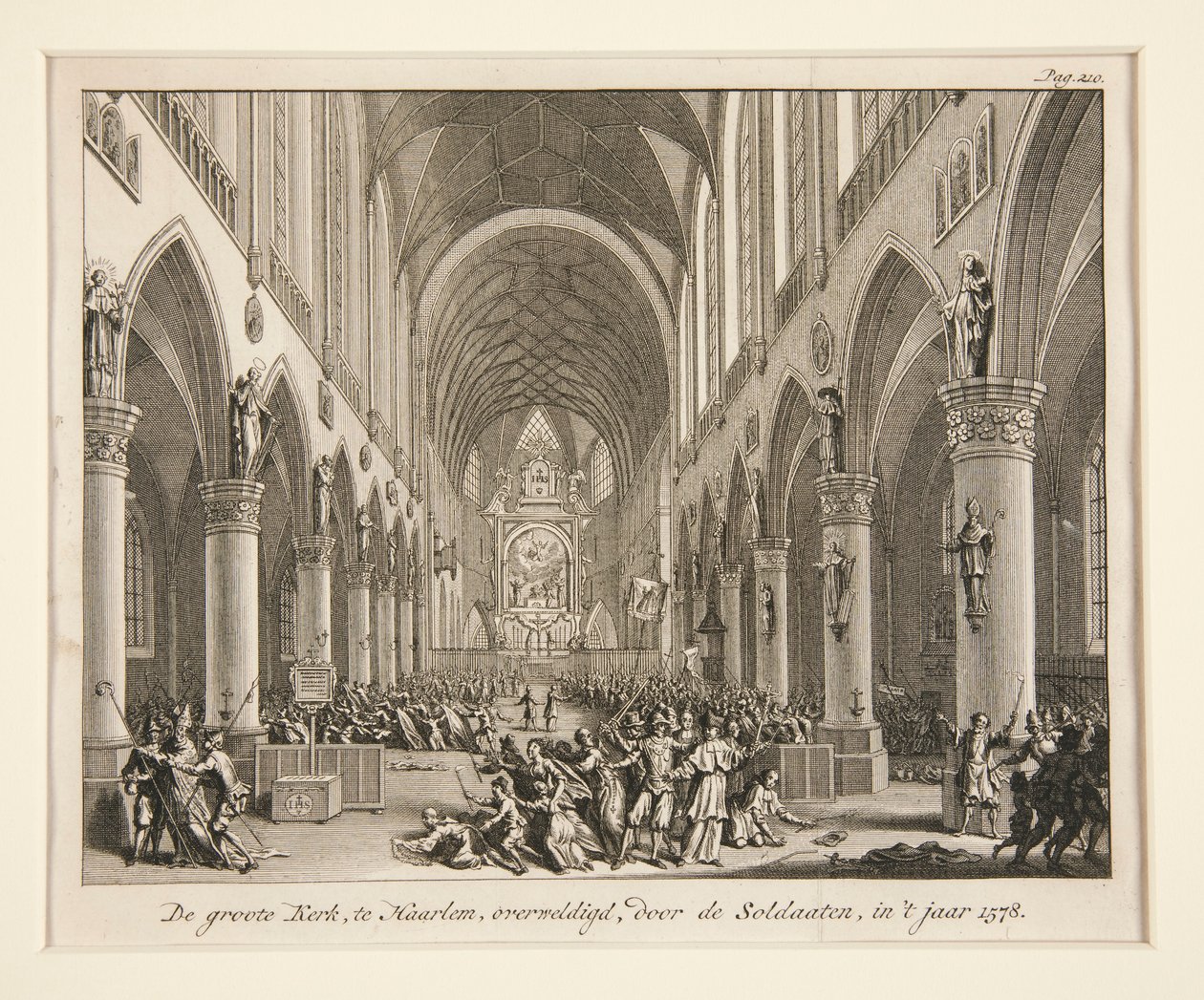 A Grande Igreja em Haarlem, esmagada, pelo sol daaten, em de Unknown