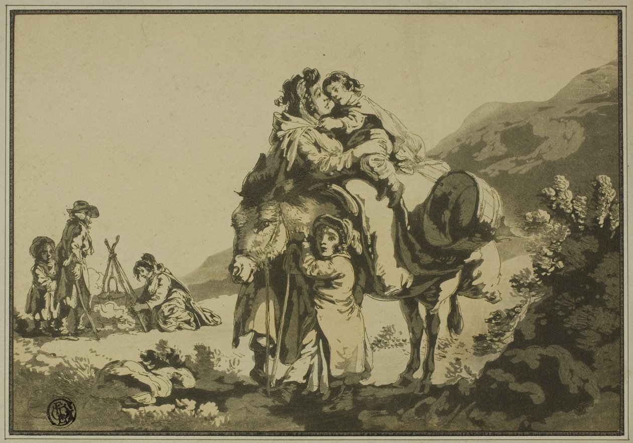 Família de viajantes em repouso de Unknown