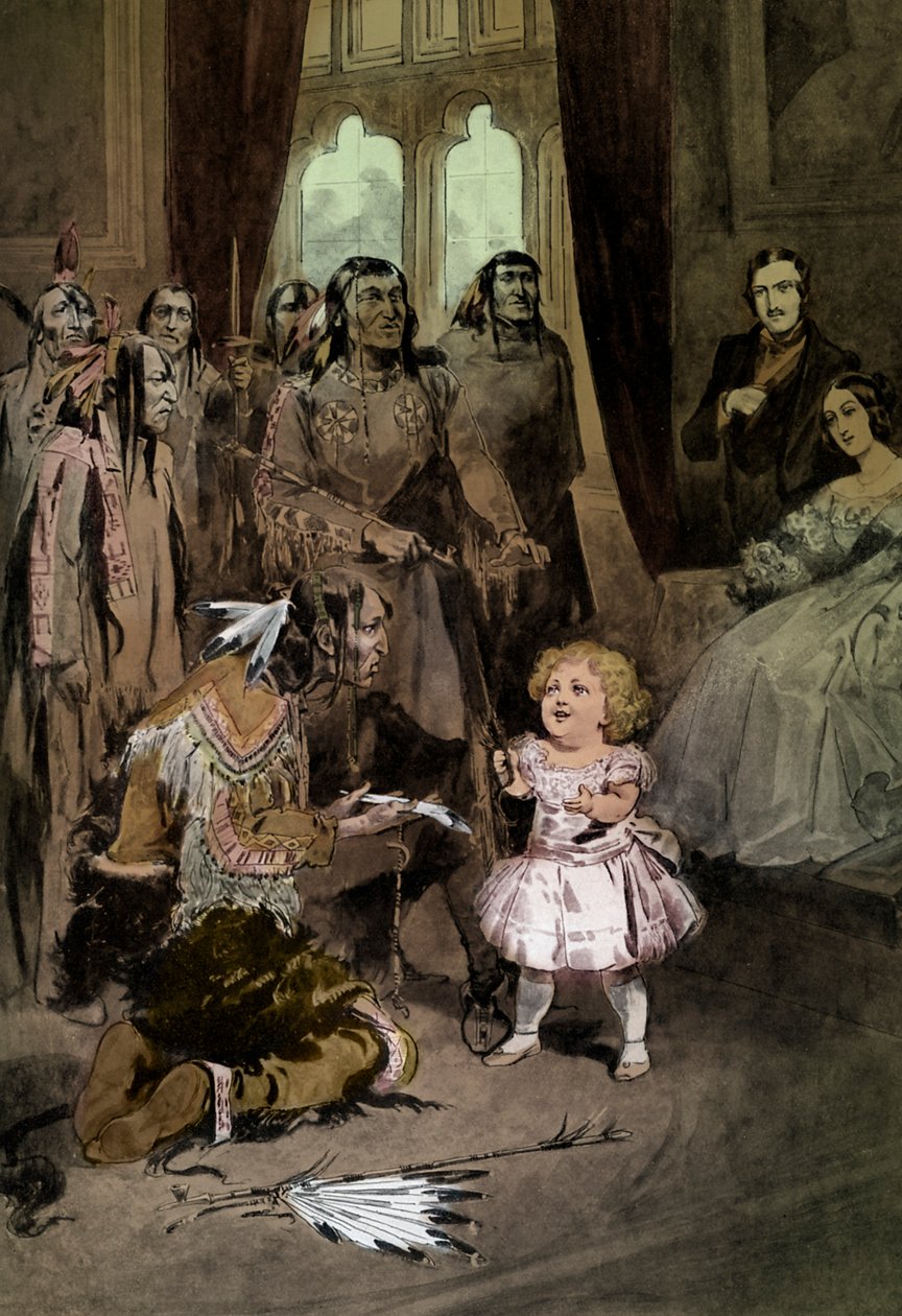 O infante Edward VII brinca com os chefes dos ojíbuas de Unknown