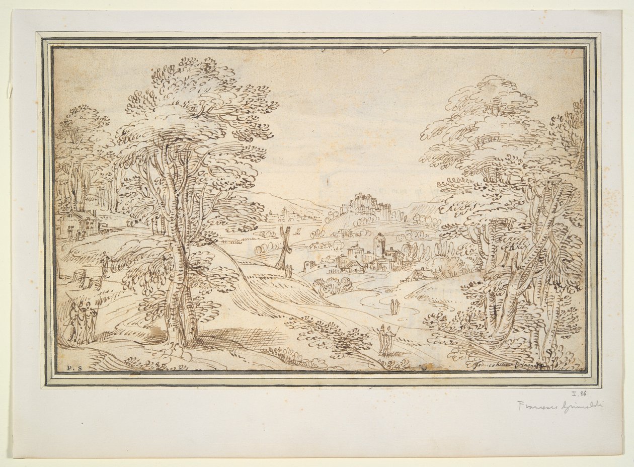 Paisagem (recto); Vista de uma cidade (verso) de Unknown