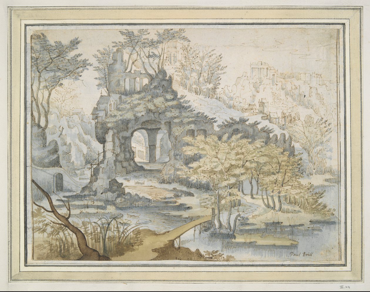 Paisagem com edifícios em Archway in Rocks de Unknown