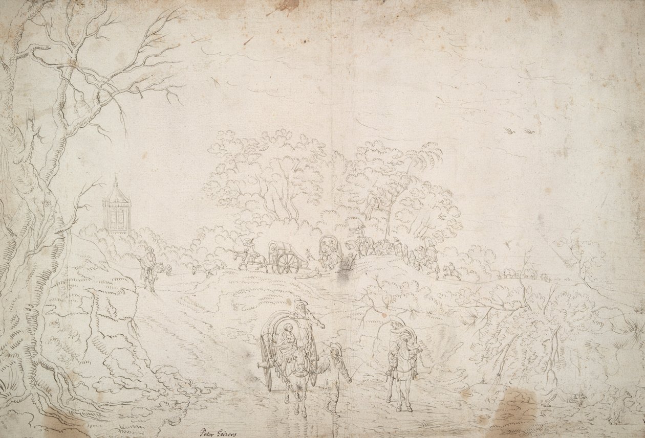 Paisagem com caravana de Unknown