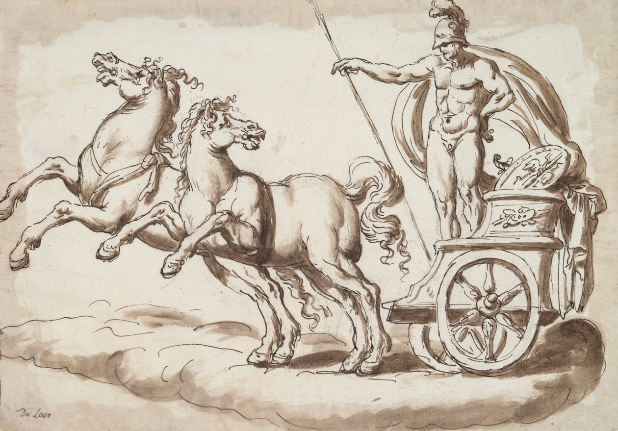 Marte numa Carruagem Desenhada por Dois Cavalos de Unknown