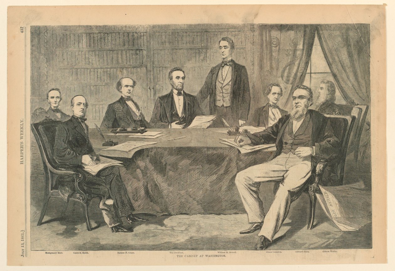 Presidente Lincoln e seus membros do gabinete em Washington, D.C., da Harper