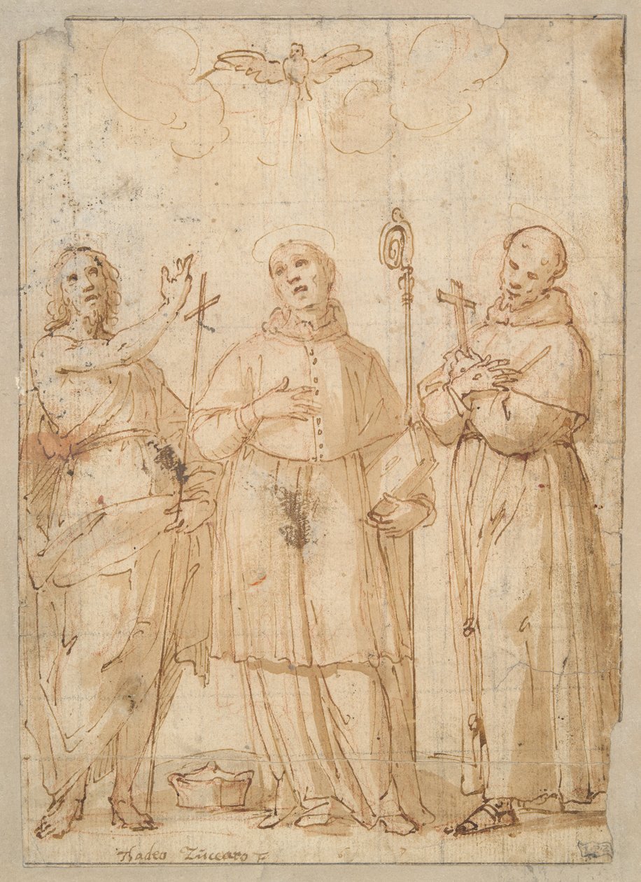 São João, São Carlos Borromeo, e São Francisco sob a Pomba do Espírito Santo de Unknown