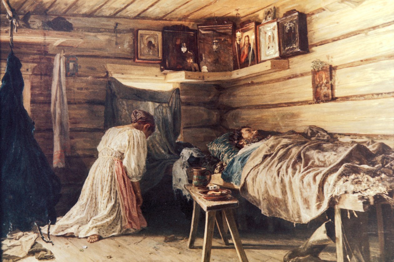 Marido doente uma pintura por Vasily Maximov, 1881. de Unknown
