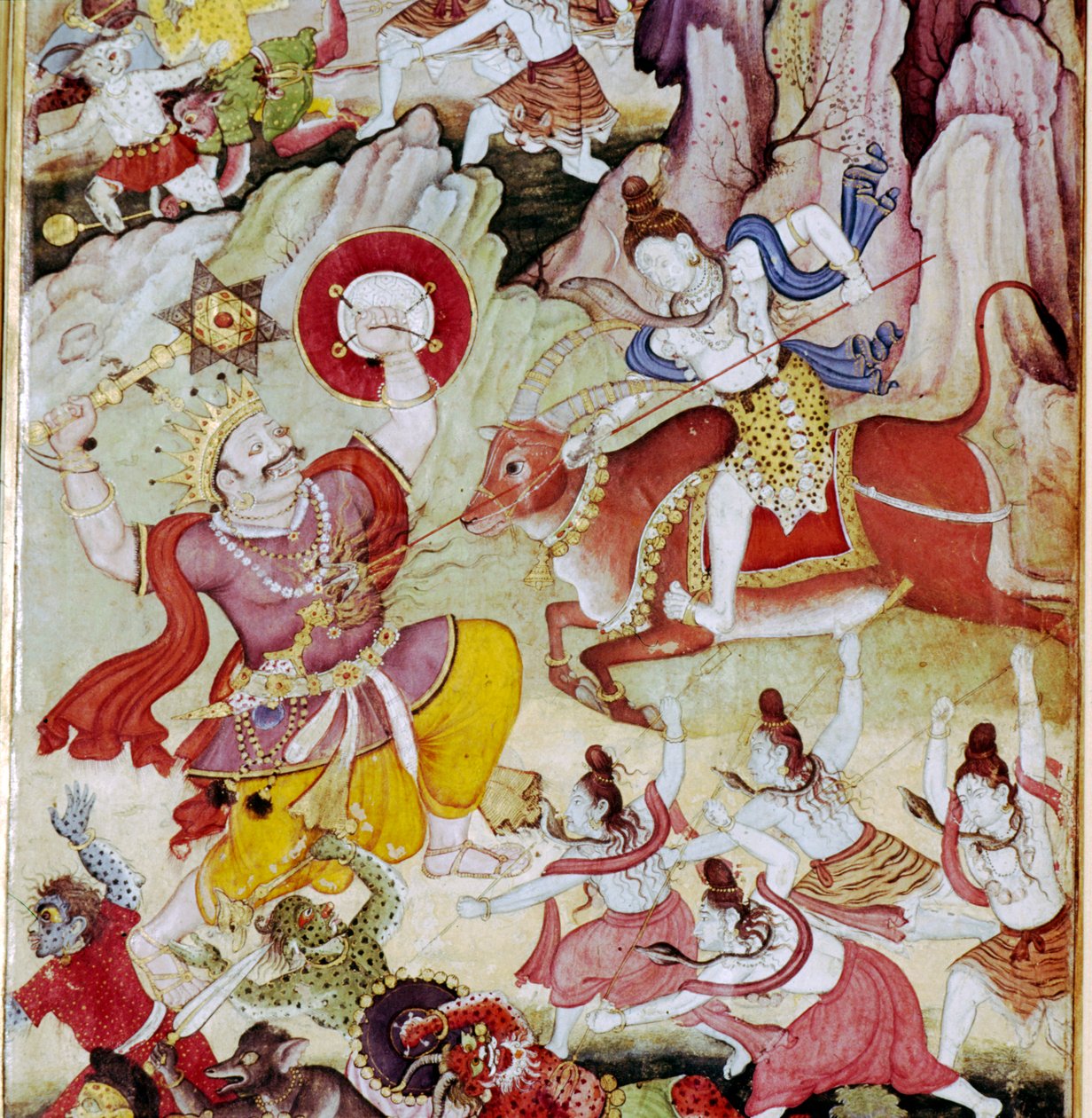 Siva destrói o demônio Andhaka, manuscrito de Harivamsa, Mughul, c1590 de Unknown