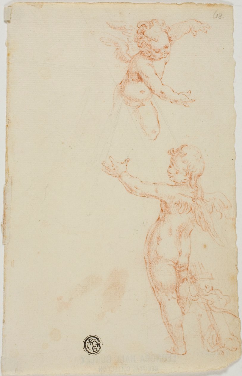 Dois Putti Alados, Um Voador de Unknown