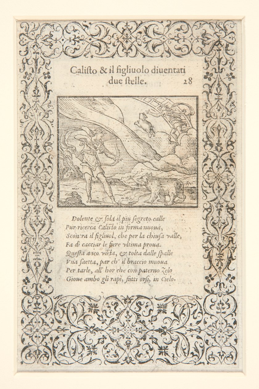 a) Calisto espancado por Juno e transformado em urso; no verso: b) Calisto e seu filho se tornam duas estrelas de Unknown