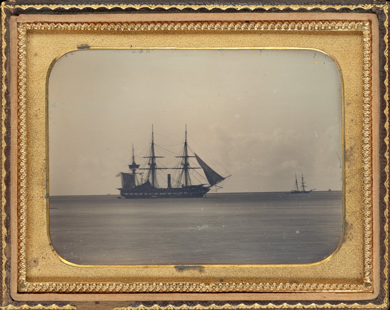 H.M.S. Dauntless at Anchor em Carlisle Bay, Barbados de Unknown 19th Century