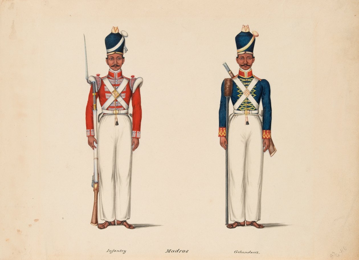 10ª Infantaria Nativa de Madras e a Artilharia de Madras de Unknown artist