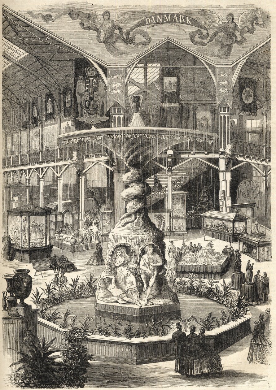 1866 Stockholm Expo - exposição de arte e arte industrial - Stockholmsutstallningen 1866 - Stockholm - Grande Exposição de Belas Artes e Indústria - The Great Nef - Fontaine Molin - de Unknown artist
