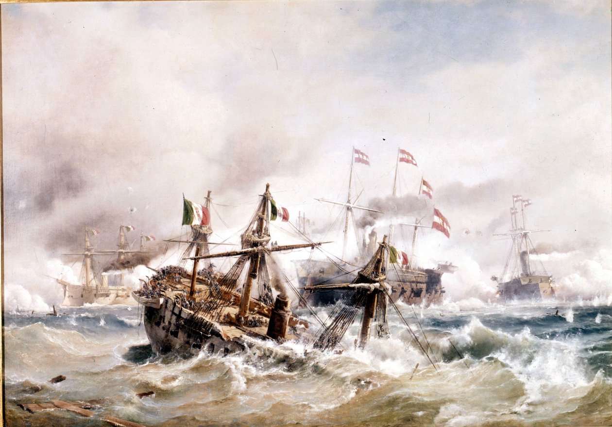 20/07/1866: Batalha de Lissa ao largo da Dalmácia: os austríacos destroem a frota italiana. de Unknown artist