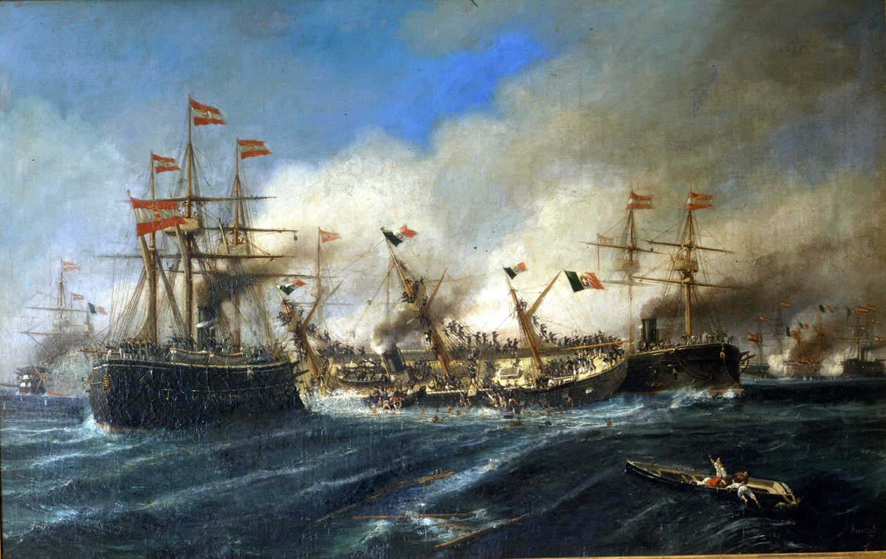 20/07/1866: Batalha de Lissa ao largo da Dalmácia: os austríacos destroem a frota italiana. de Unknown artist