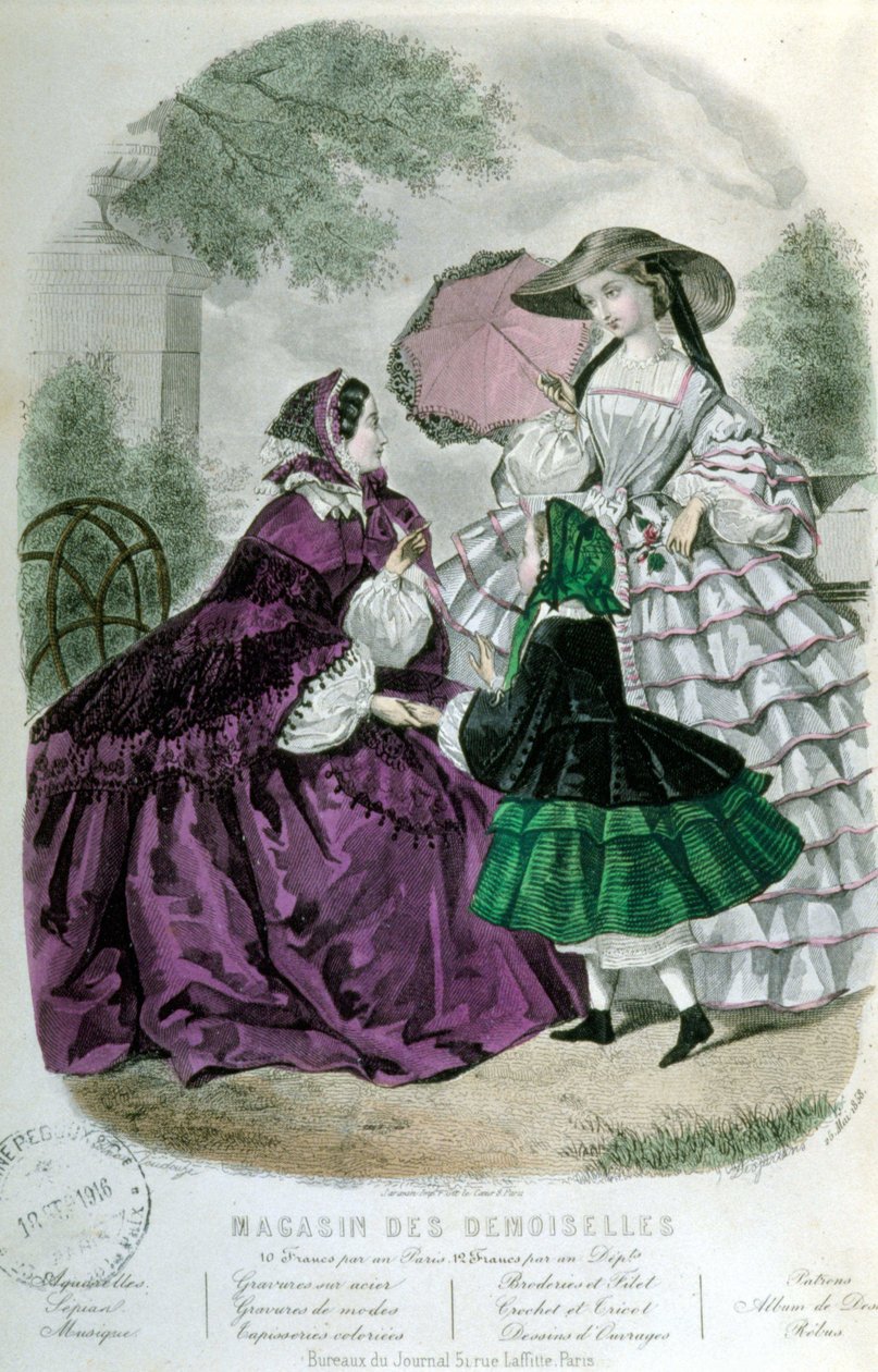 2 mulheres e 1 rapariga - na "Magazine des Demoiselles". de Unknown artist