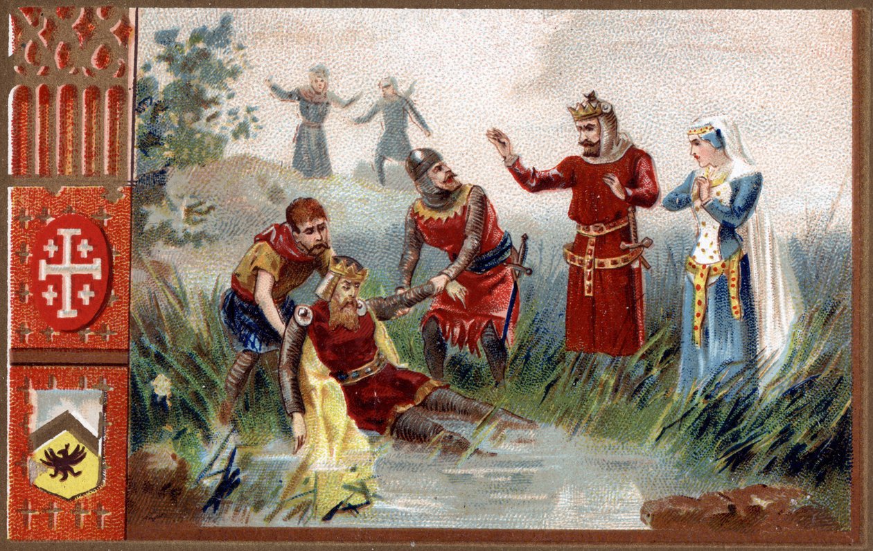 Terceira cruzada: Descobriu o corpo do Imperador Frederico Barberossa (Imperador Romano Alemão) no rio Selef em 1190. de Unknown artist
