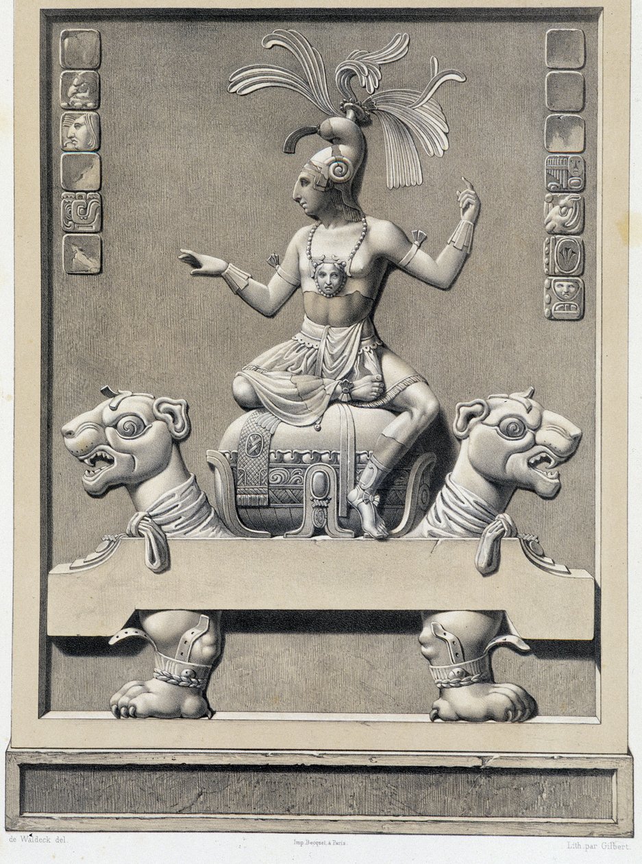 Um Rei sobre uma Sopha - em "Ancient Monuments of Mexico" (Monumentos Antigos do México): Palenqué e Outras Ruínas da Antiga Civilização do México" por Brasseur de Bourbourg, Paris de Unknown artist