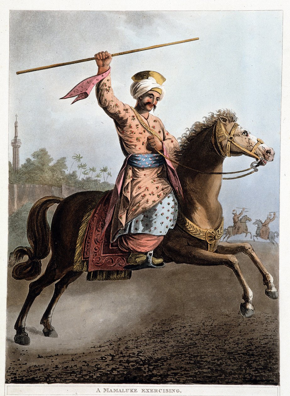 Um Mamluk no seu cavalo - em "Vistas no Egipto, Palestina e outras partes do Império Otomano" de Unknown artist