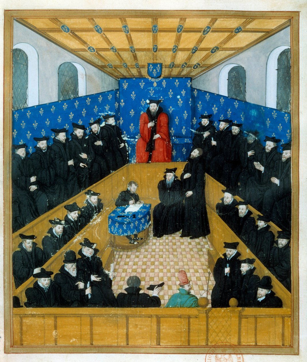 Um tribunal de justiça no século XV. Em miniatura. Paris, B N de Unknown artist
