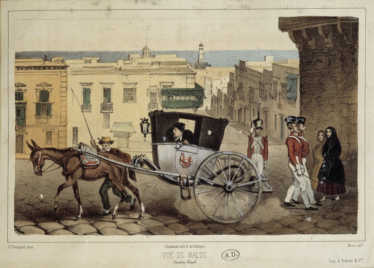Um percalço nas ruas de Malta - gravura de Unknown artist