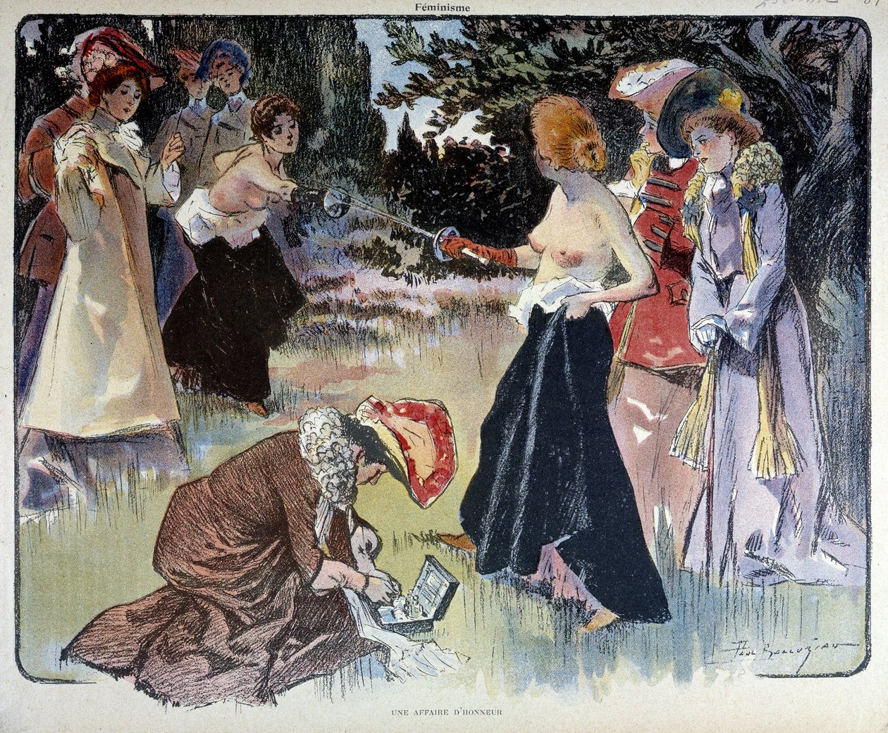 Uma questão de honra: duelo de mulheres com a espada de Unknown artist