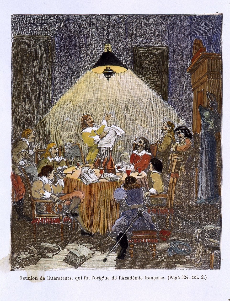 Um encontro de literatos, que foi a origem da Academia Francesa de Unknown artist